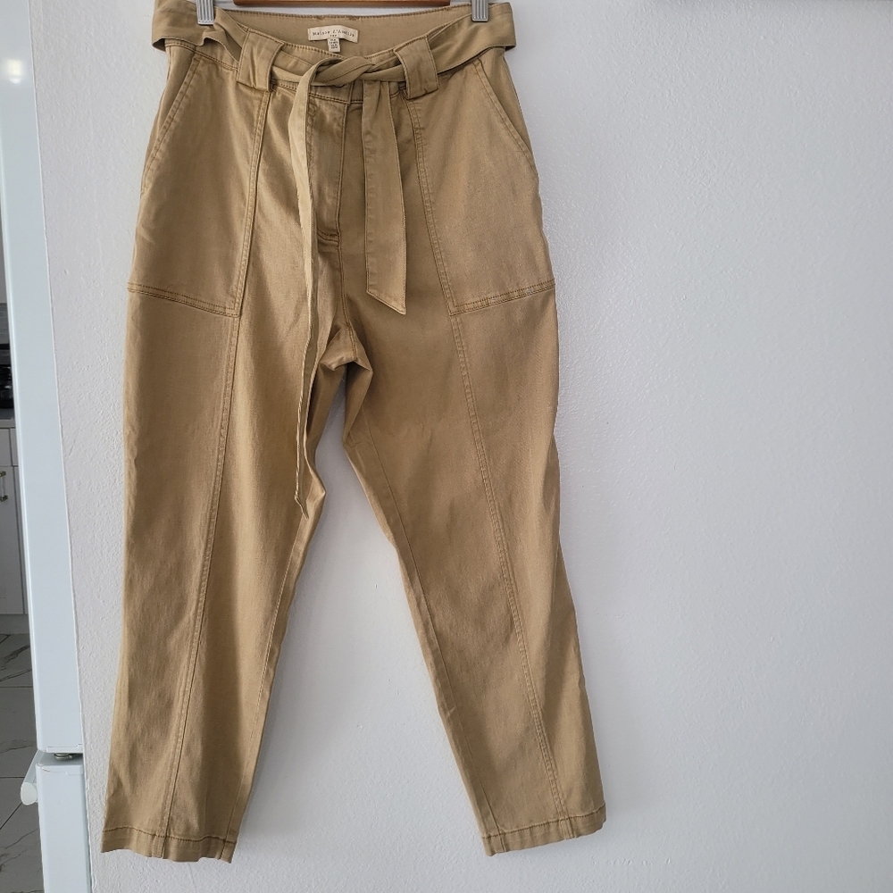 Anthropologie Maison d'Amelie Utility Women's  High-Waisted Pants with Belt